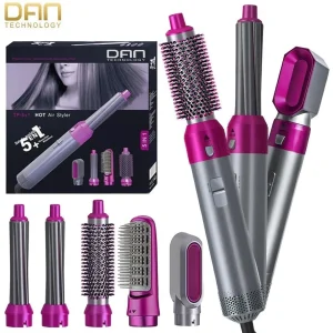 5In1 Hair Curler & Straightener Low Noise & Safe Hair Dryer Brush